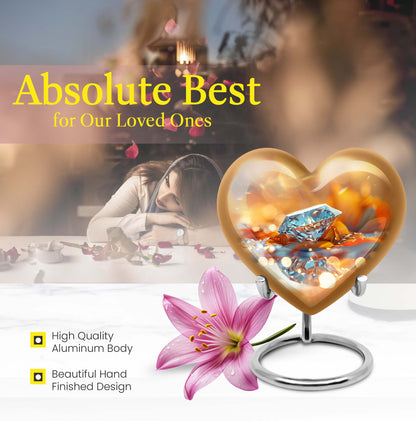 diamond heart-shaped cremation urn