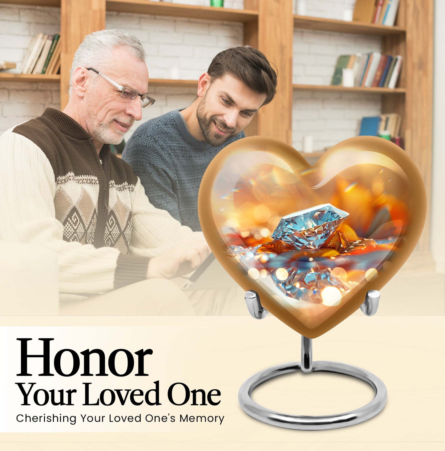 diamond heart-shaped cremation urn