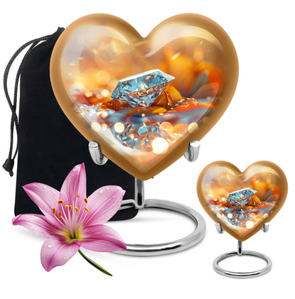 diamond heart-shaped cremation urn