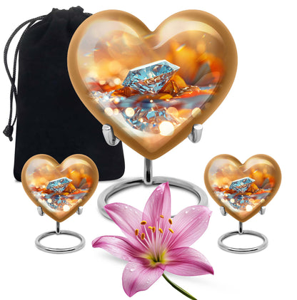 diamond heart-shaped cremation urn