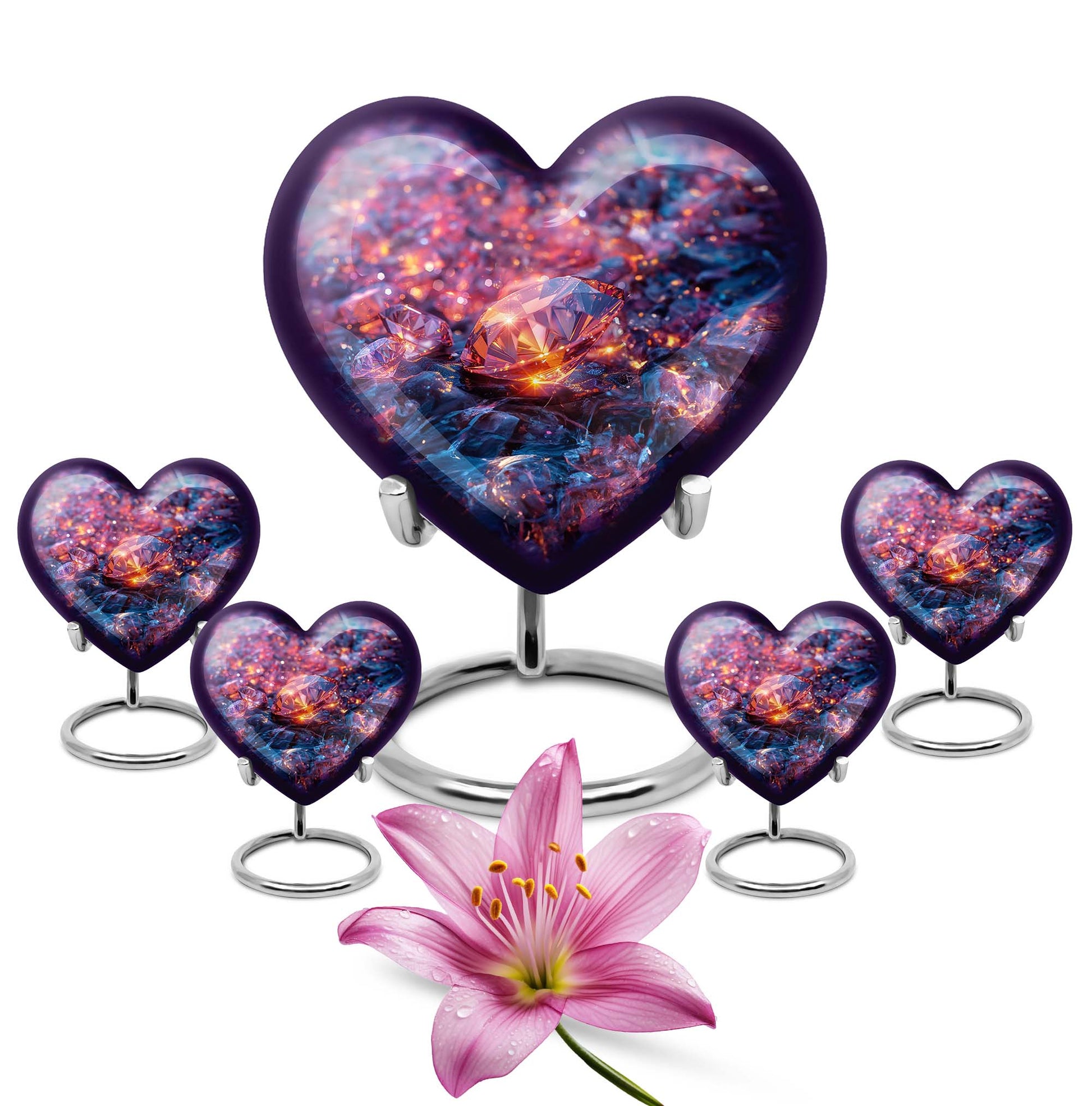 Heart-shaped diamond urn for burial custom,
