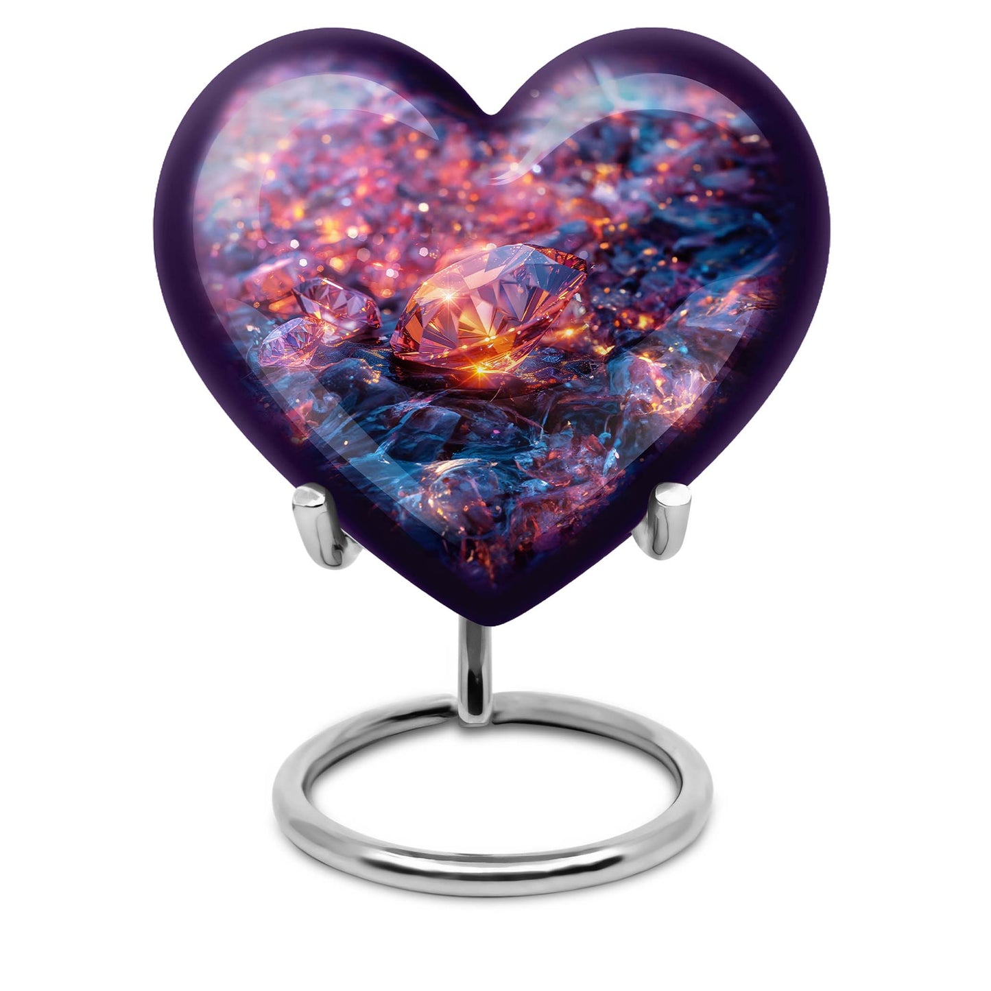 Heart-shaped diamond urn for burial custom,