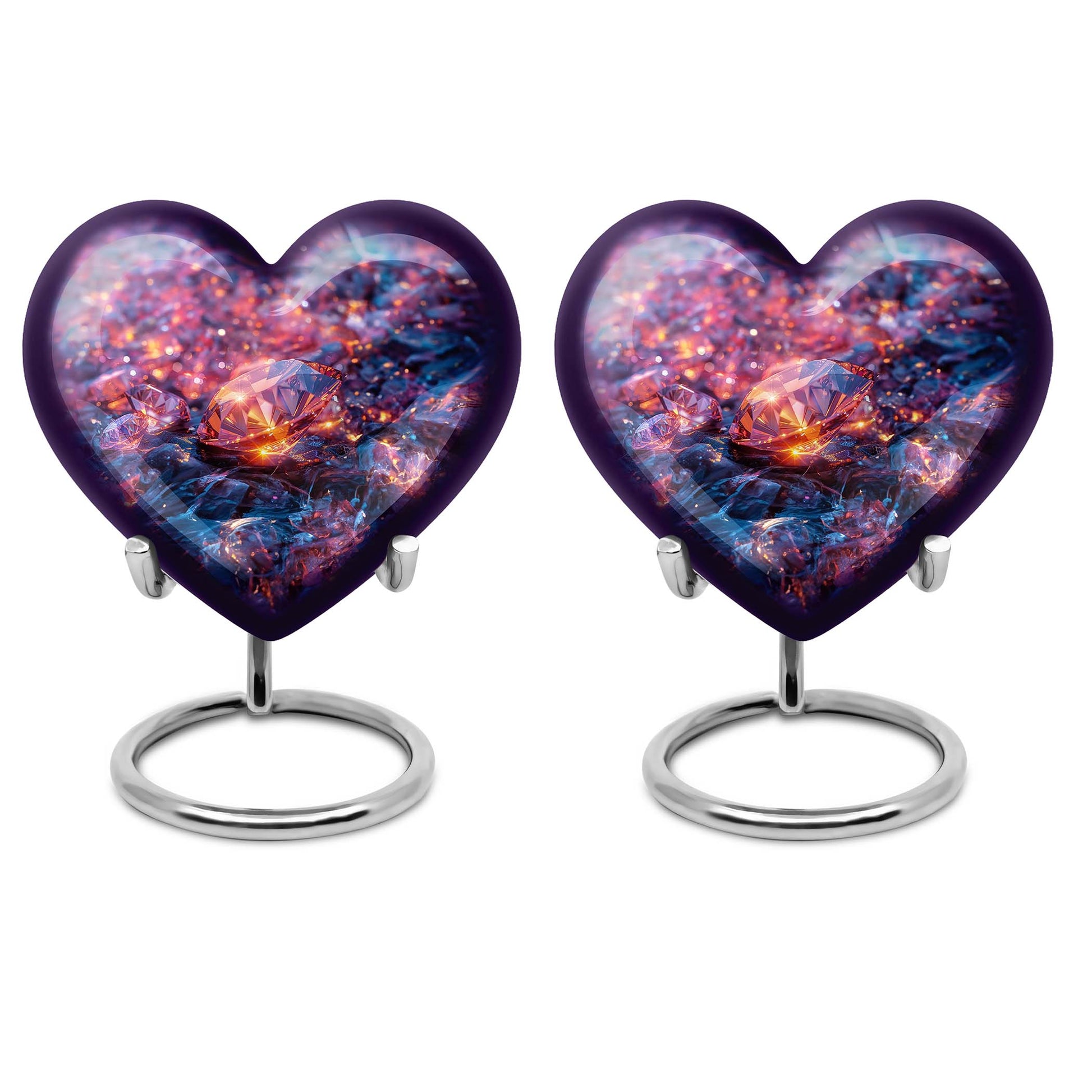 Heart-shaped diamond urn for burial custom,