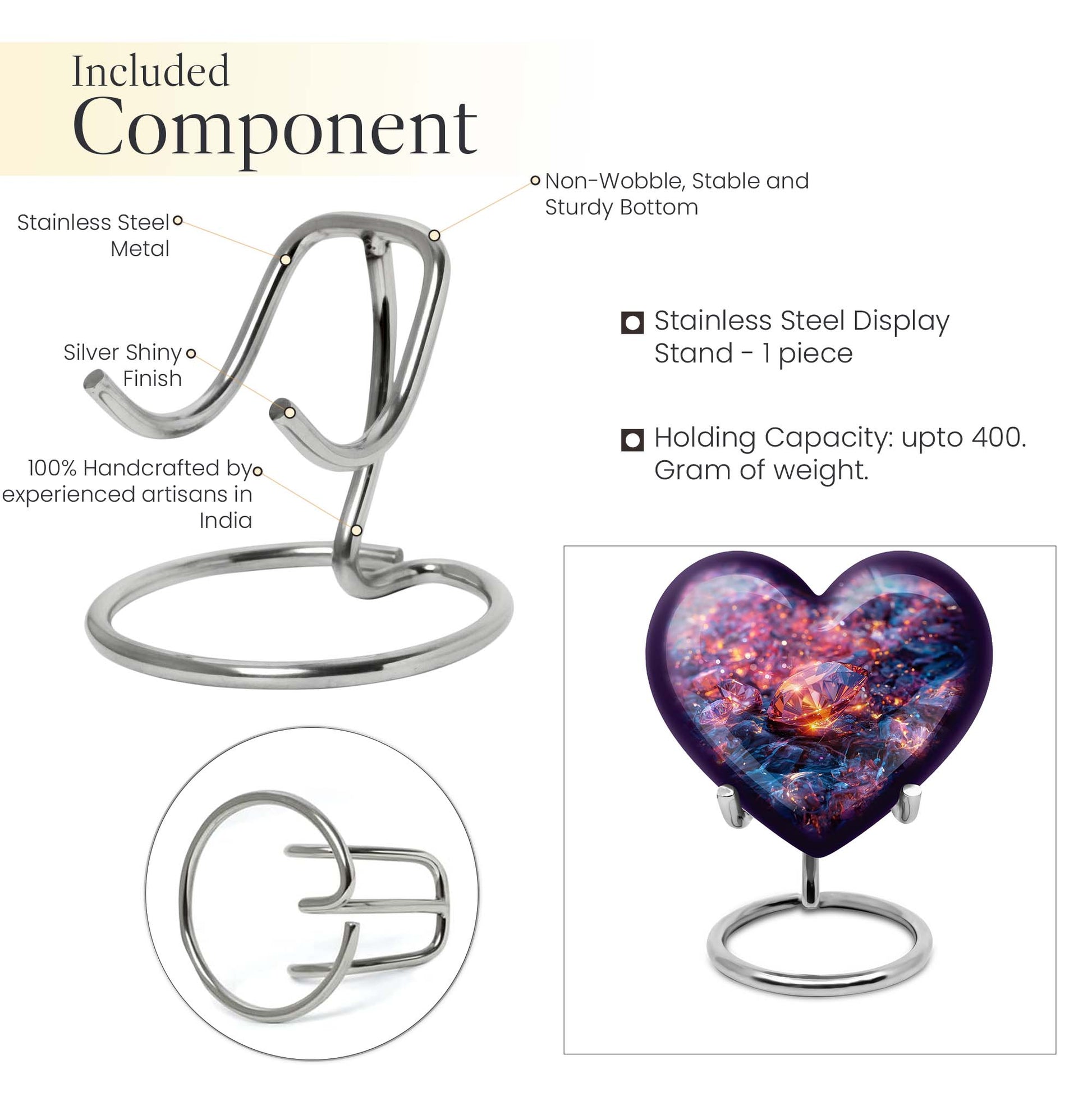 Heart-shaped diamond urn for burial custom,