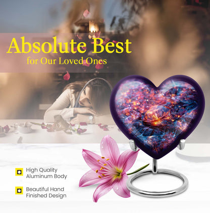 Heart-shaped diamond urn for burial custom,