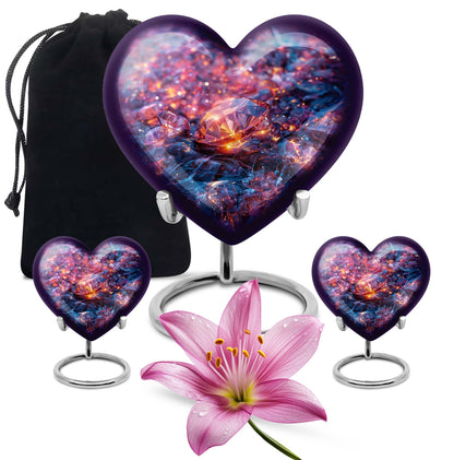 Heart-shaped diamond urn for burial custom,