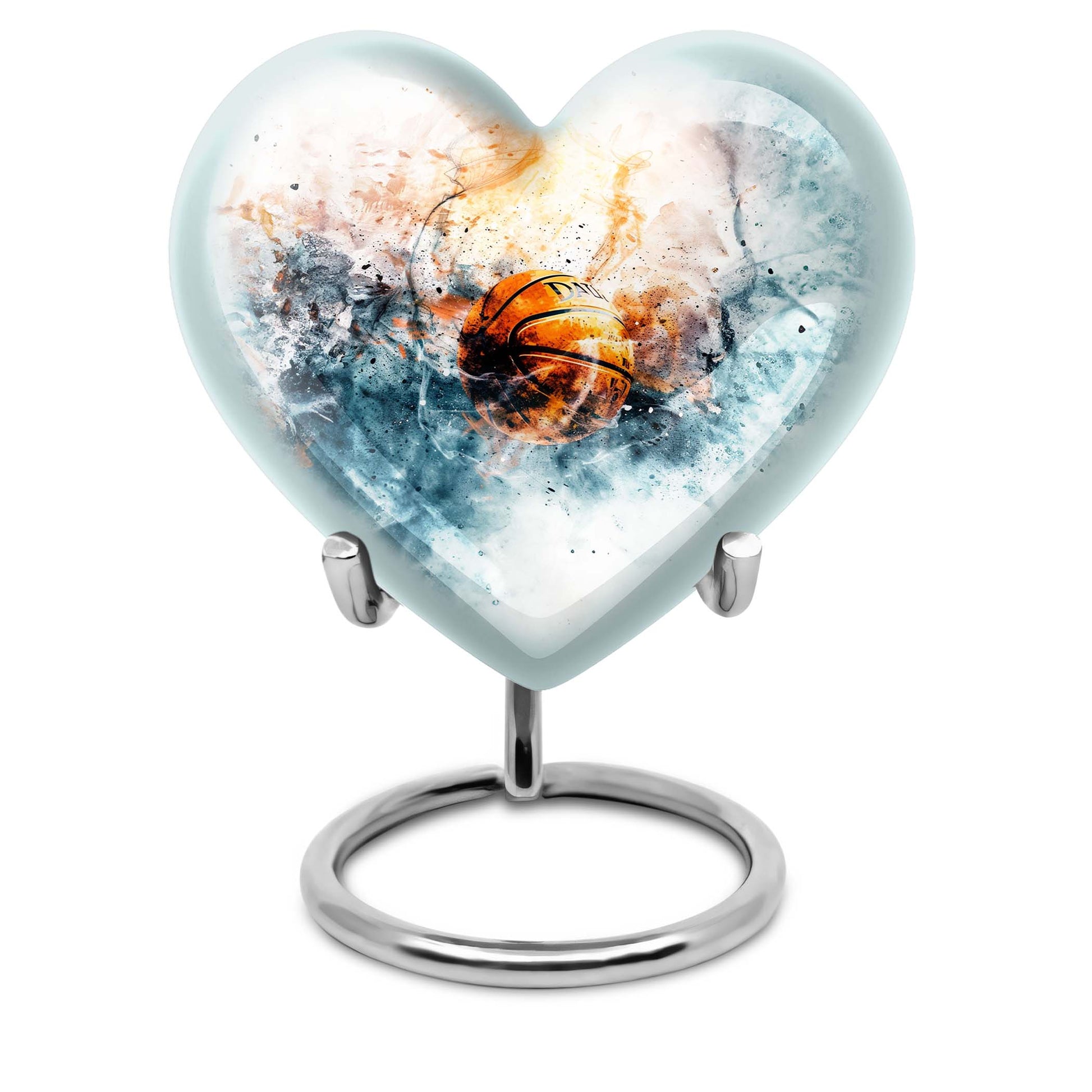 10-inch heart-themed basketball urn