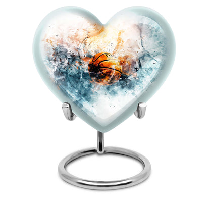 10-inch heart-themed basketball urn