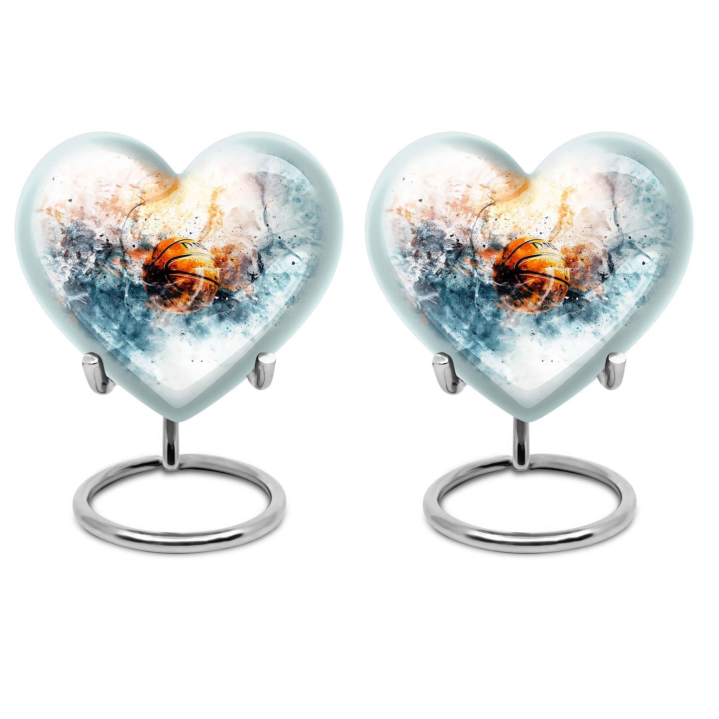 10-inch heart-themed basketball urn