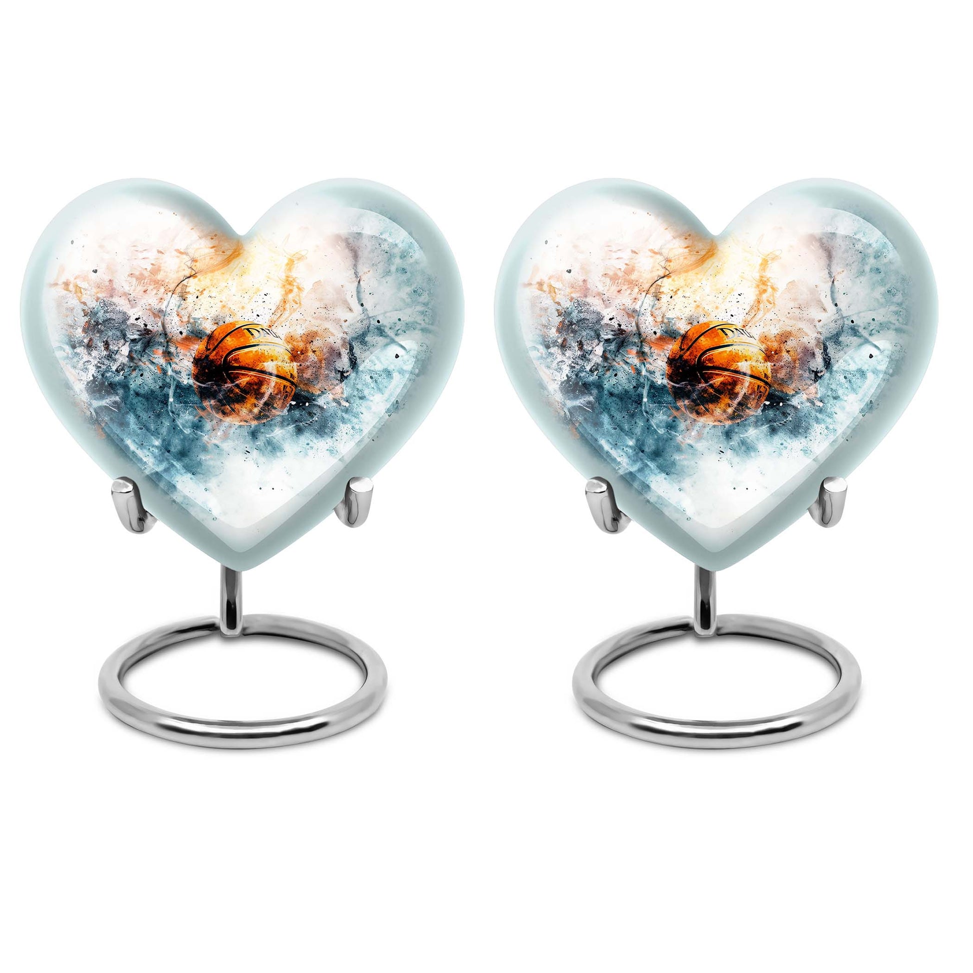 10-inch heart-themed basketball urn