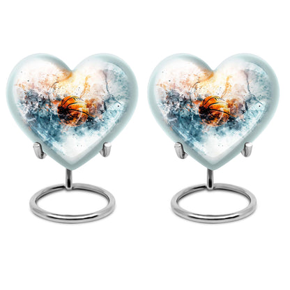 10-inch heart-themed basketball urn