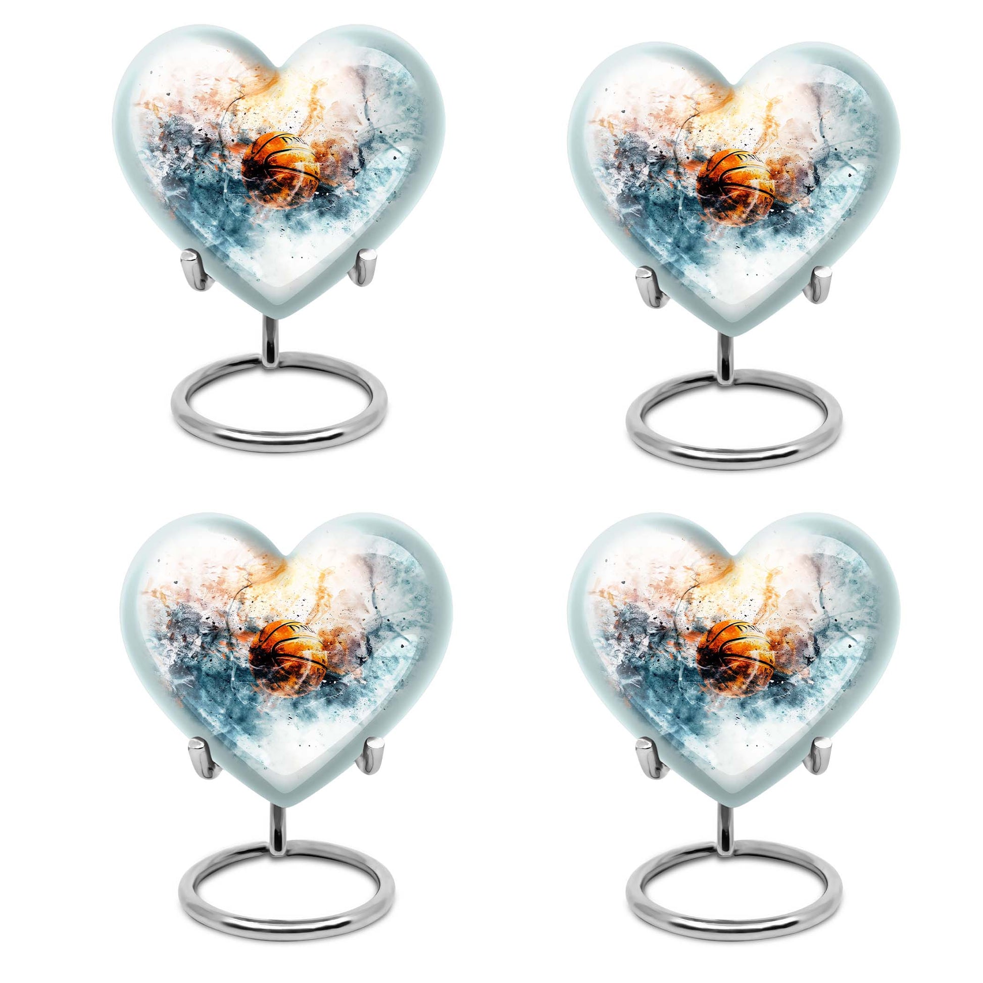 10-inch heart-themed basketball urn