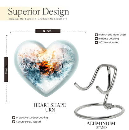 10-inch heart-themed basketball urn