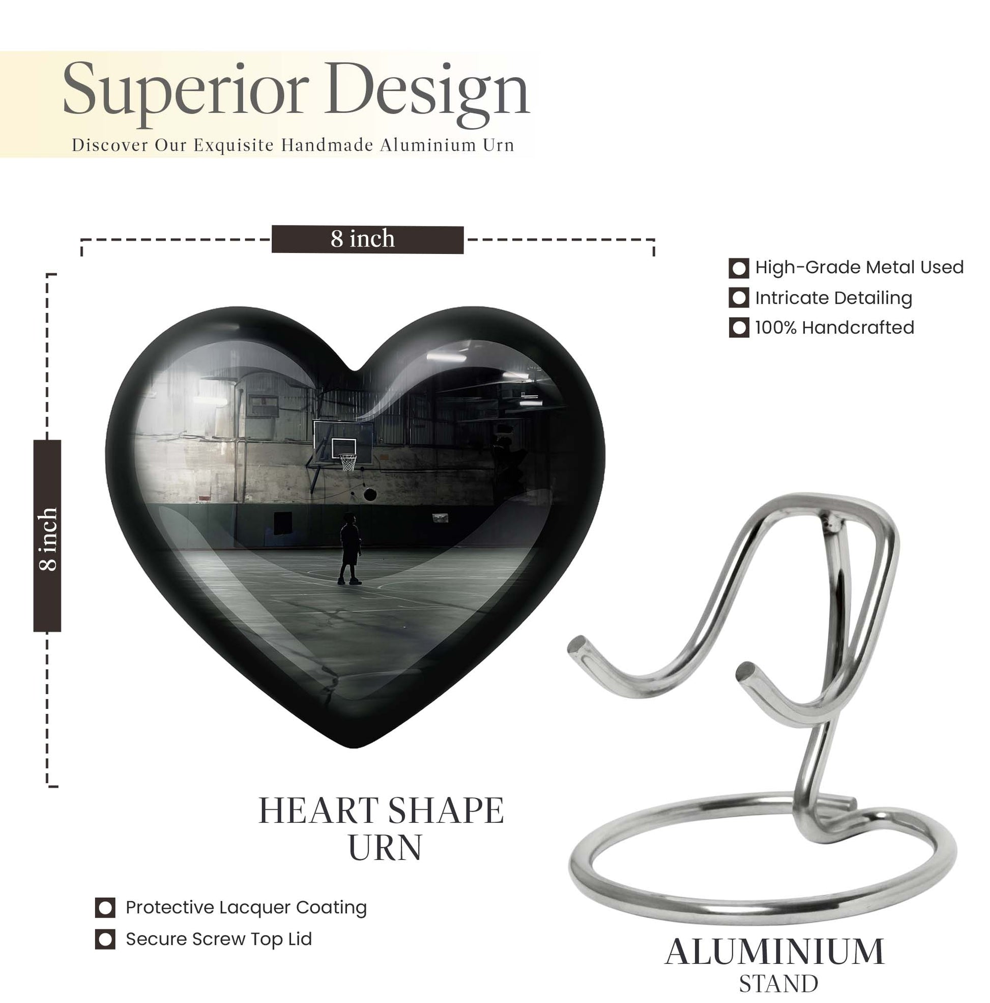 heart shaped basketball Urn