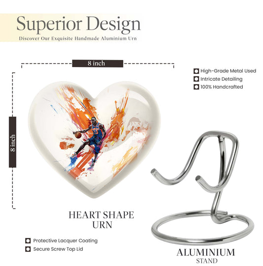 10 Inch heart-shaped basketball urn