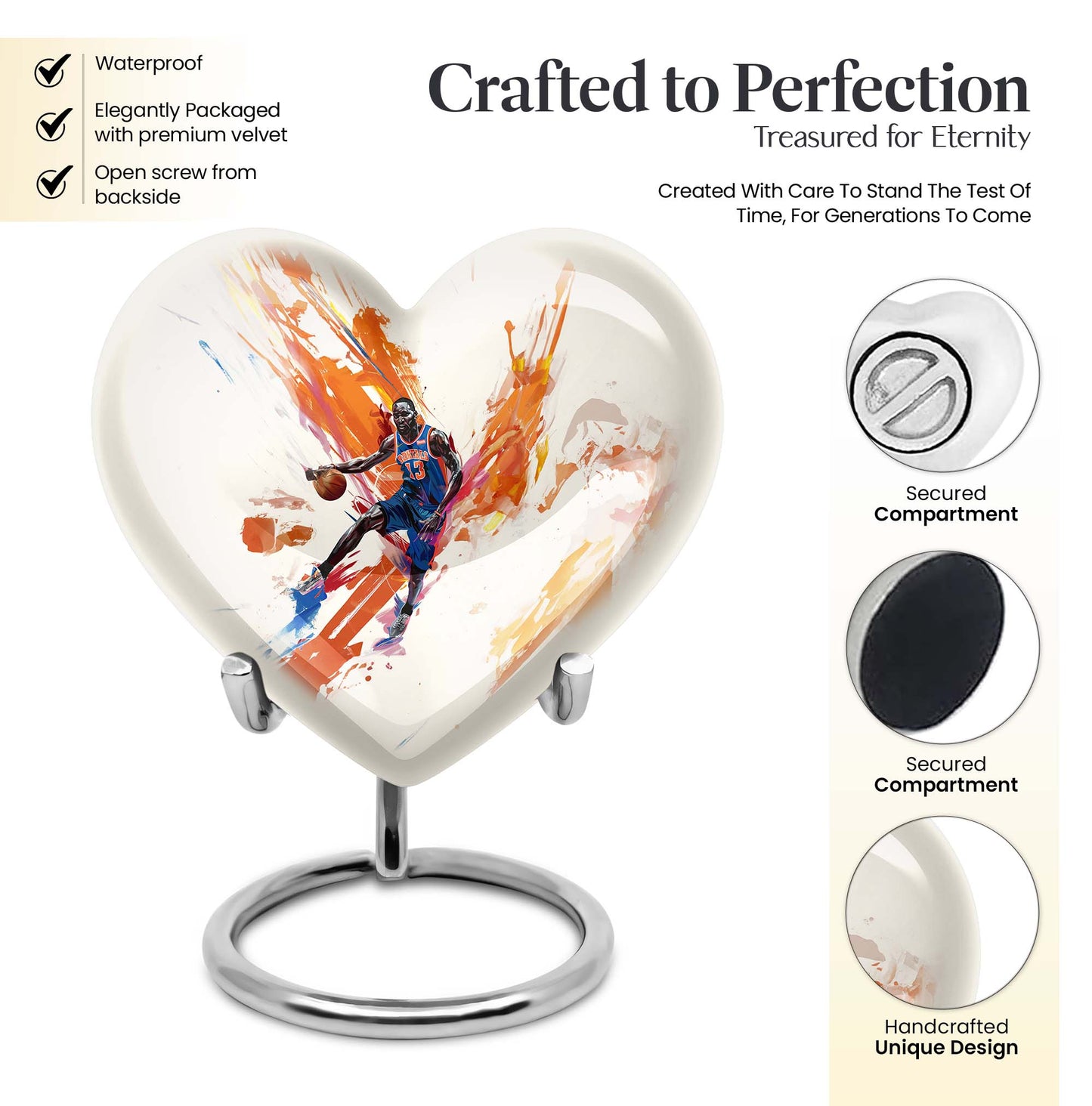 10 Inch heart-shaped basketball urn