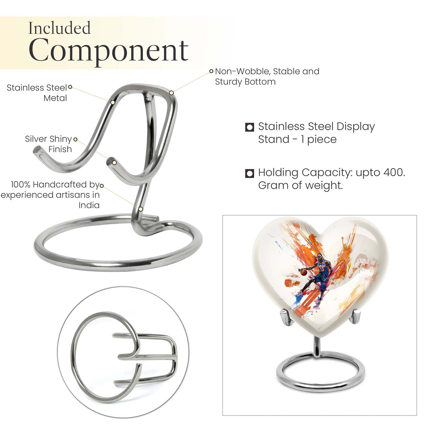10 Inch heart-shaped basketball urn