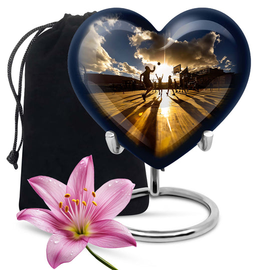 Heart-designed basketball urn for women's ashes