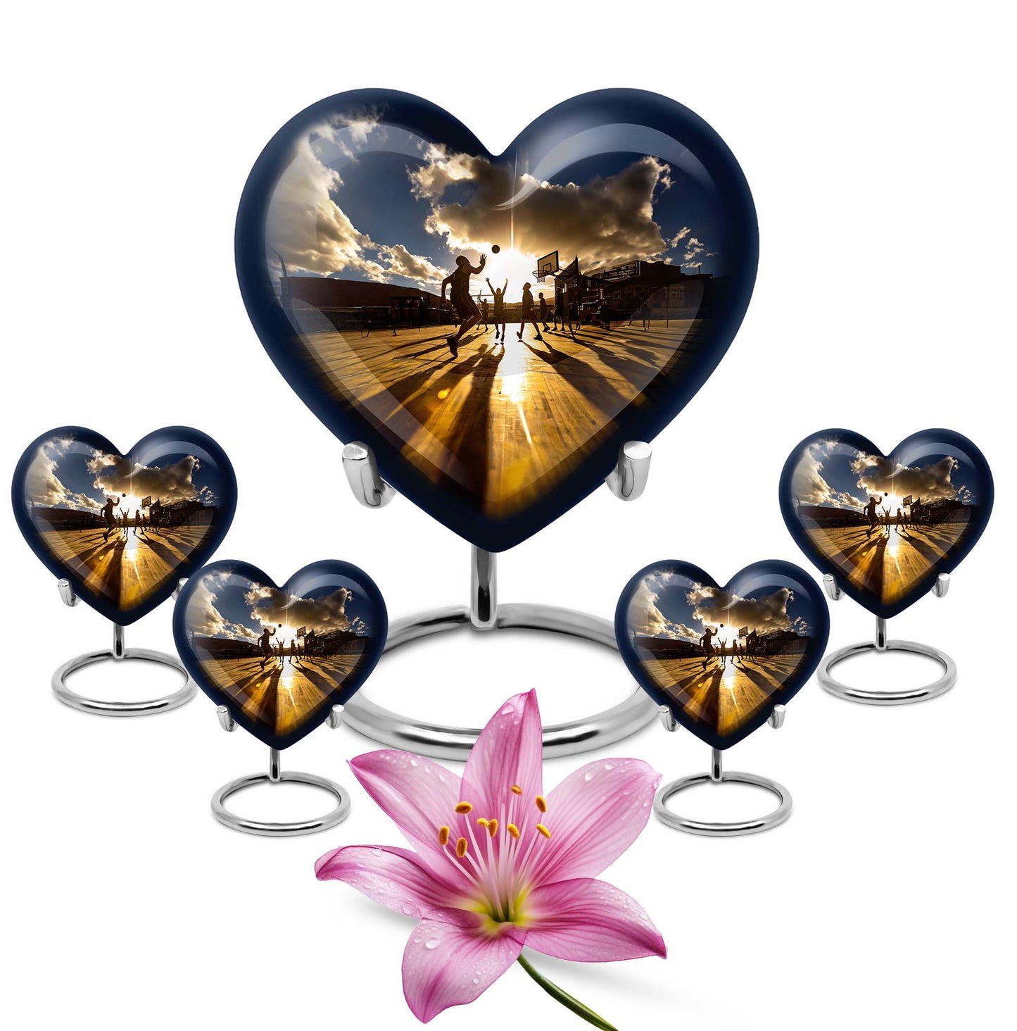 Heart-designed basketball urn for women's ashes