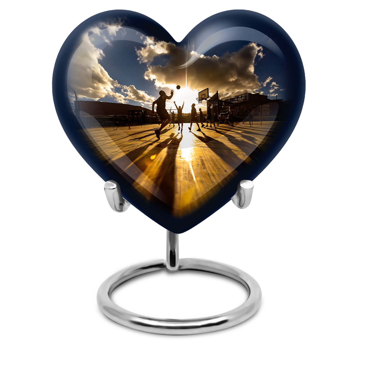 Heart-designed basketball urn for women's ashes