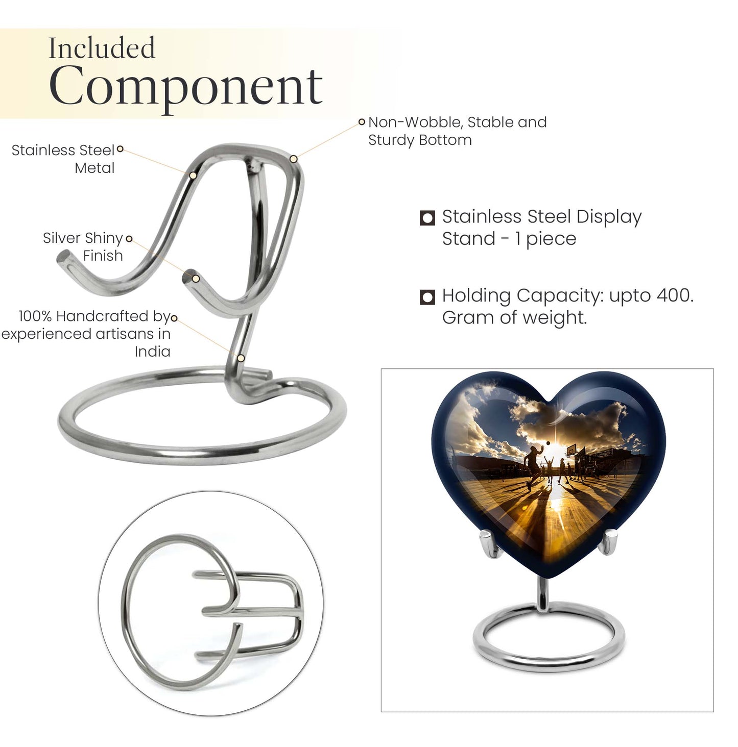 Heart-designed basketball urn for women's ashes