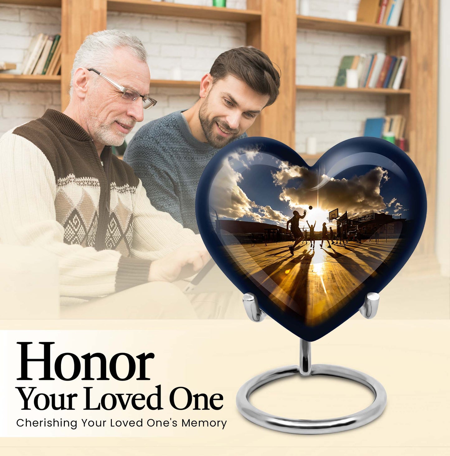 Heart-designed basketball urn for women's ashes