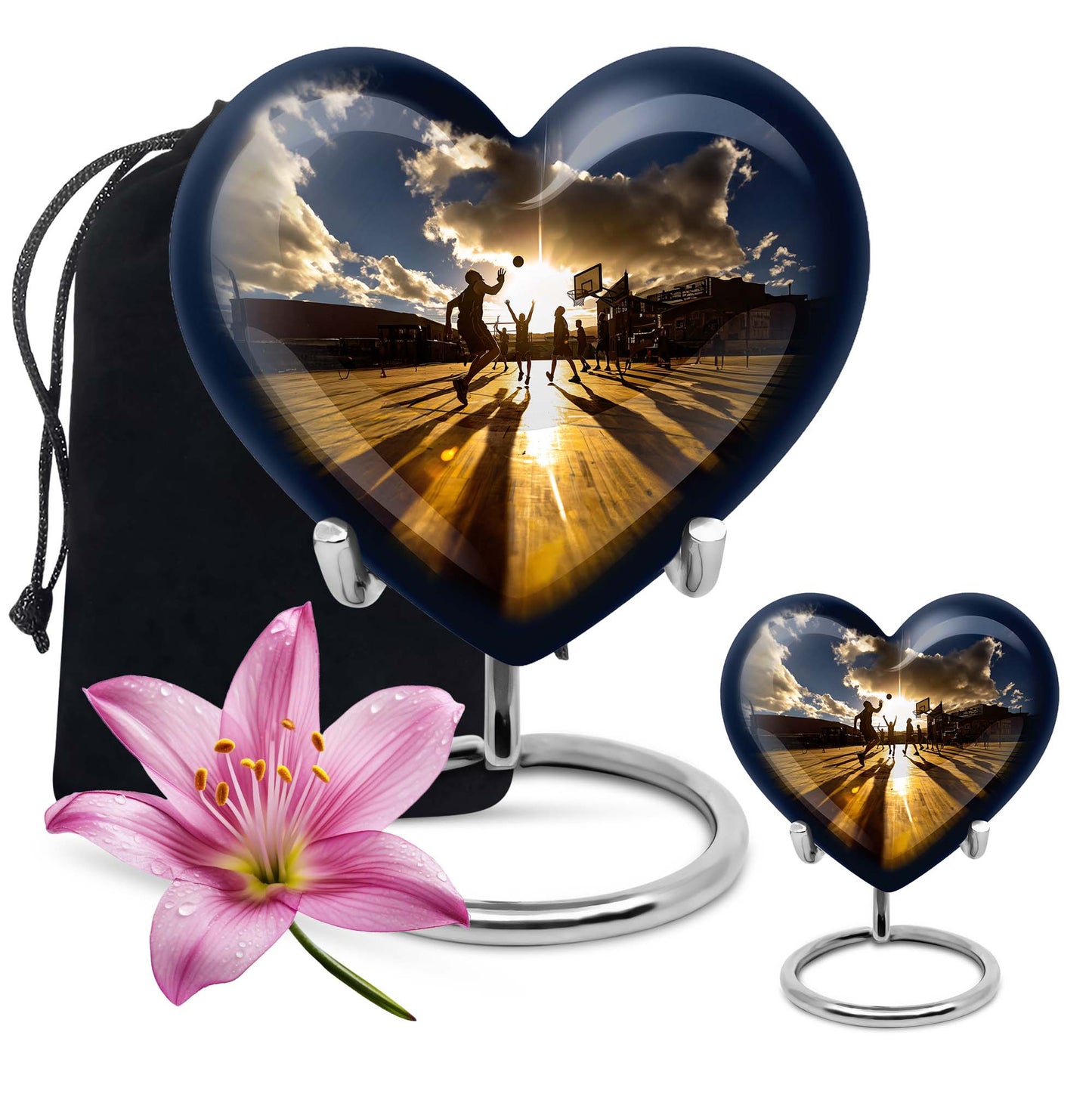 Heart-designed basketball urn for women's ashes