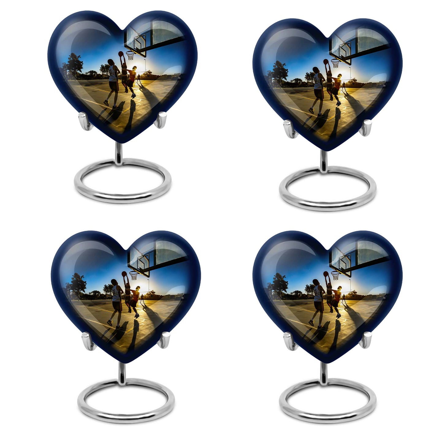 basketball-themed heart-shaped memorial urn for ashes