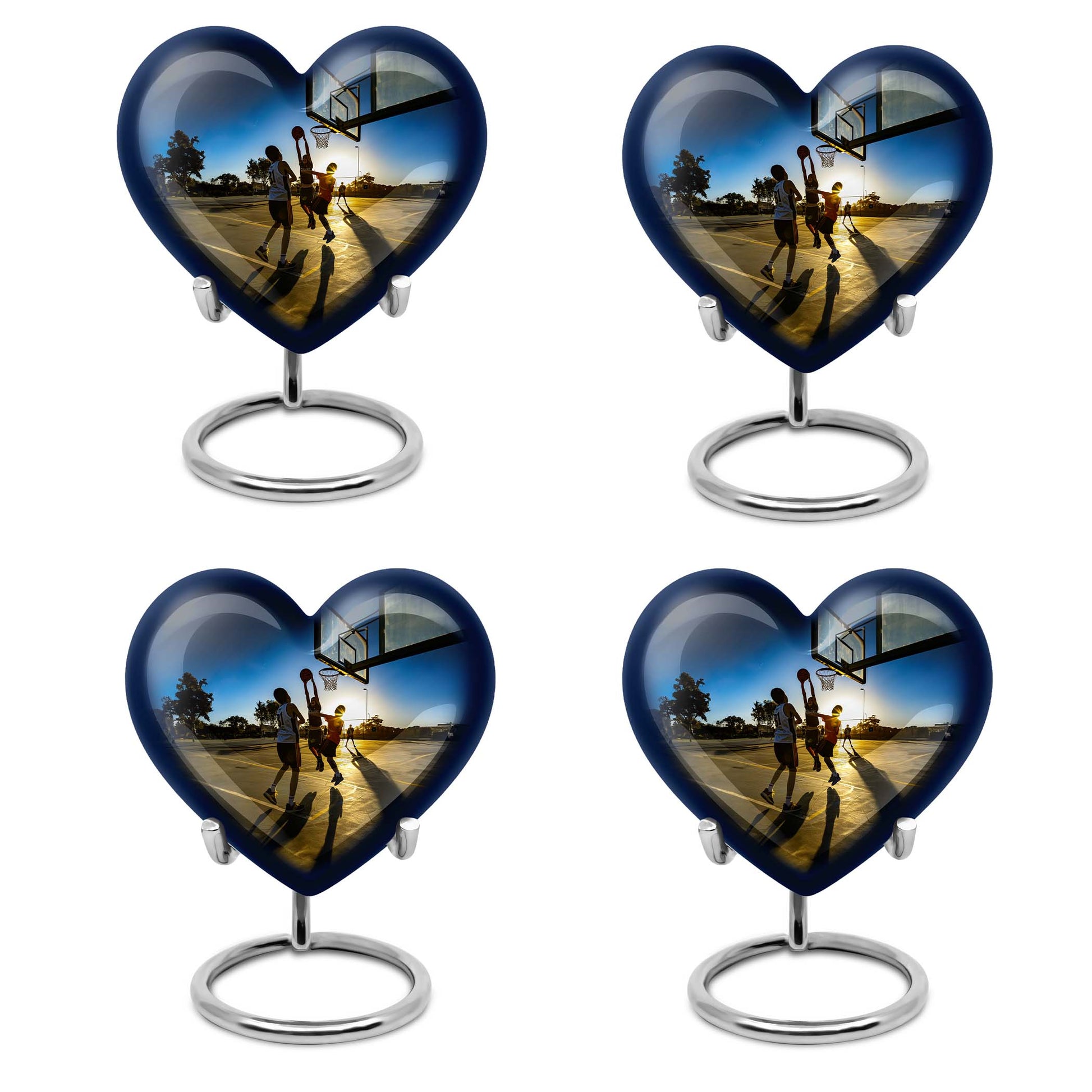 basketball-themed heart-shaped memorial urn for ashes