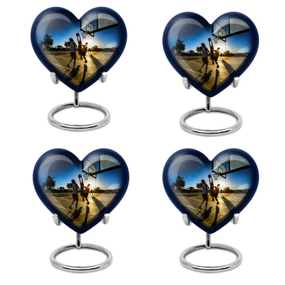 basketball-themed heart-shaped memorial urn for ashes
