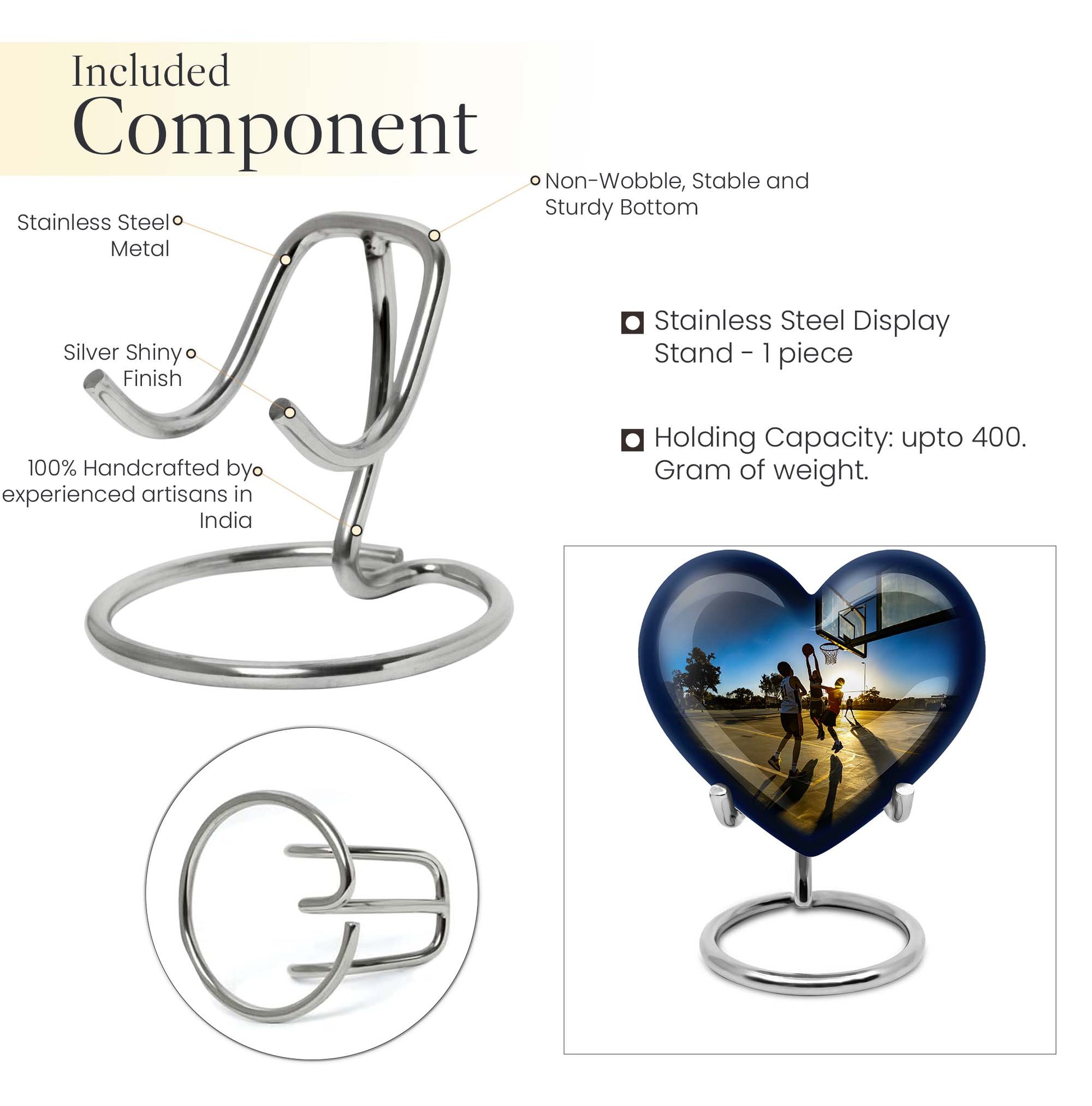 basketball-themed heart-shaped memorial urn for ashes