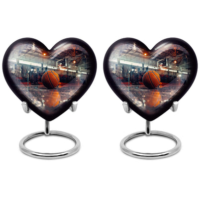 Heart-shaped basketball cremation urn 