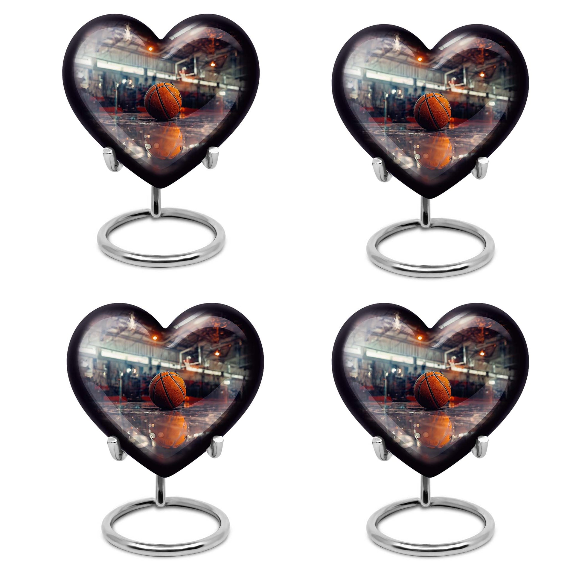 Heart-shaped basketball cremation urn 
