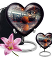 Heart-shaped basketball cremation urn 