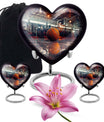 Heart-shaped basketball cremation urn 