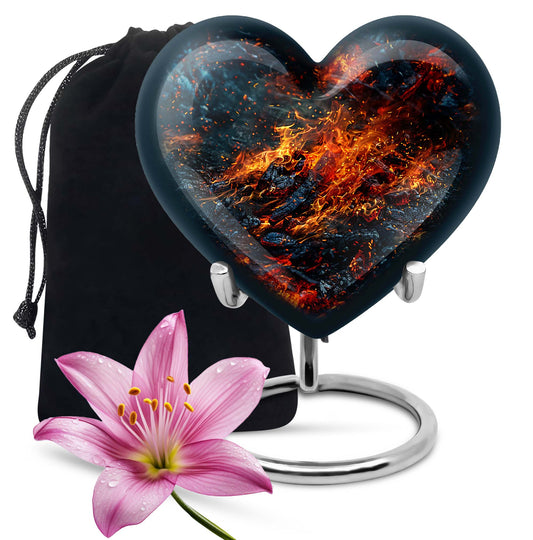 Abstract heart-shaped fire urn