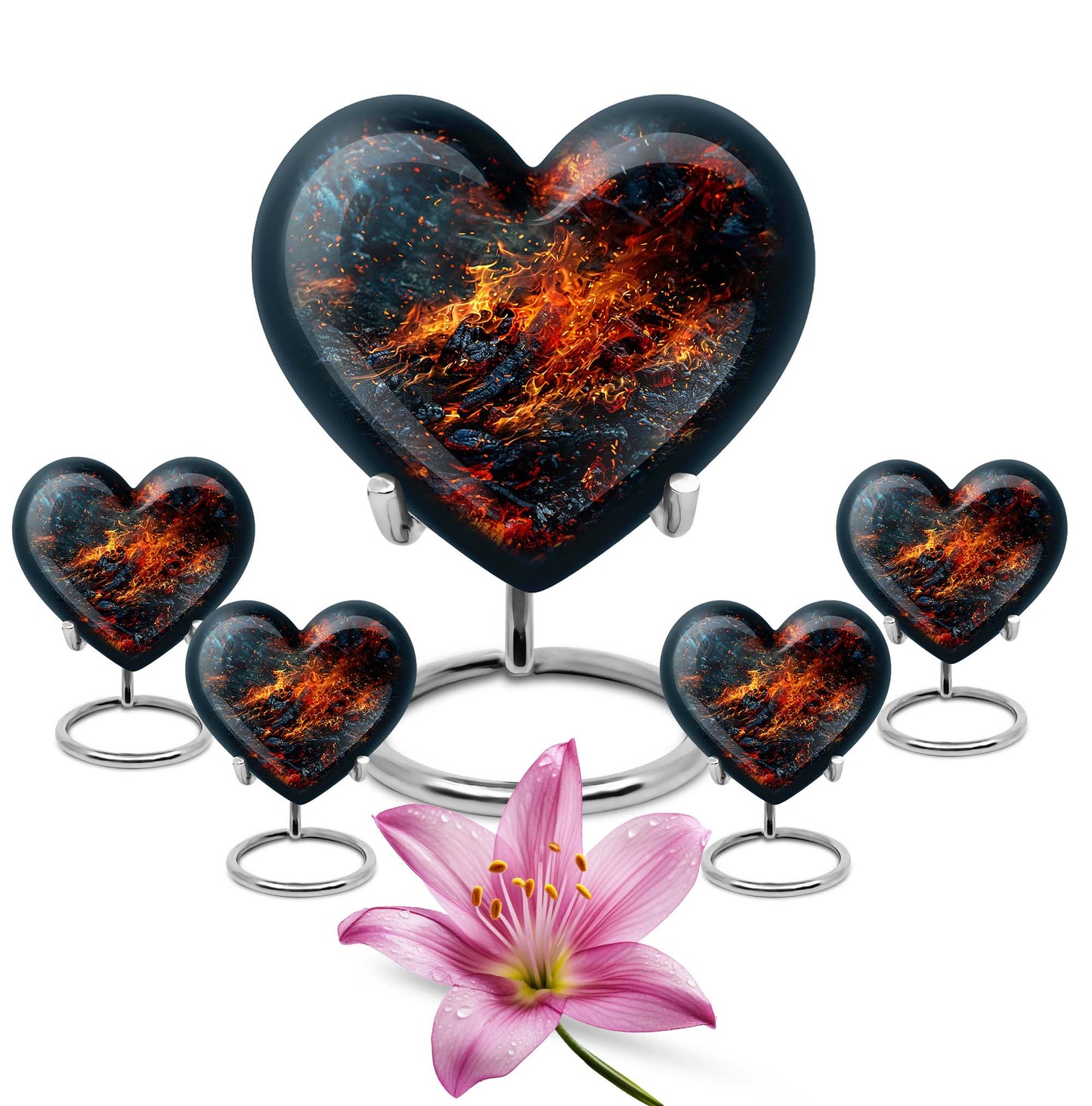 Abstract heart-shaped fire urn