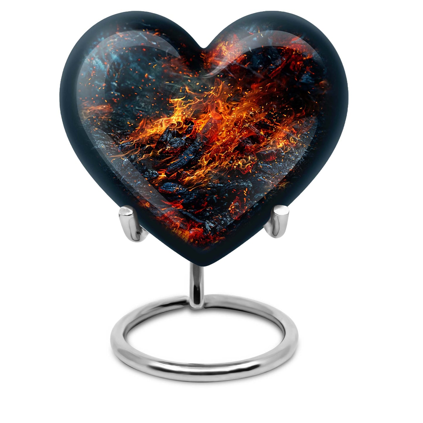 Abstract heart-shaped fire urn