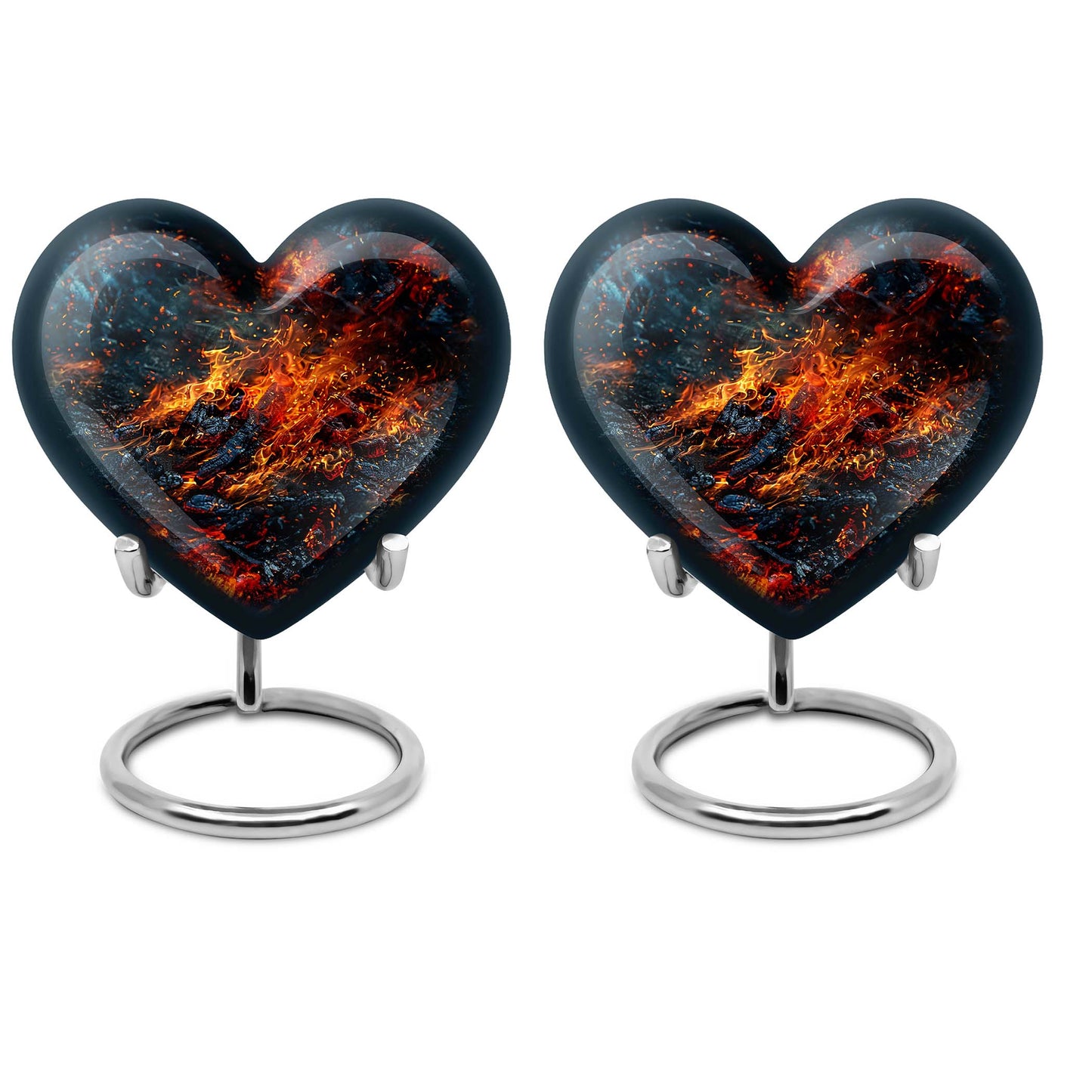 Abstract heart-shaped fire urn