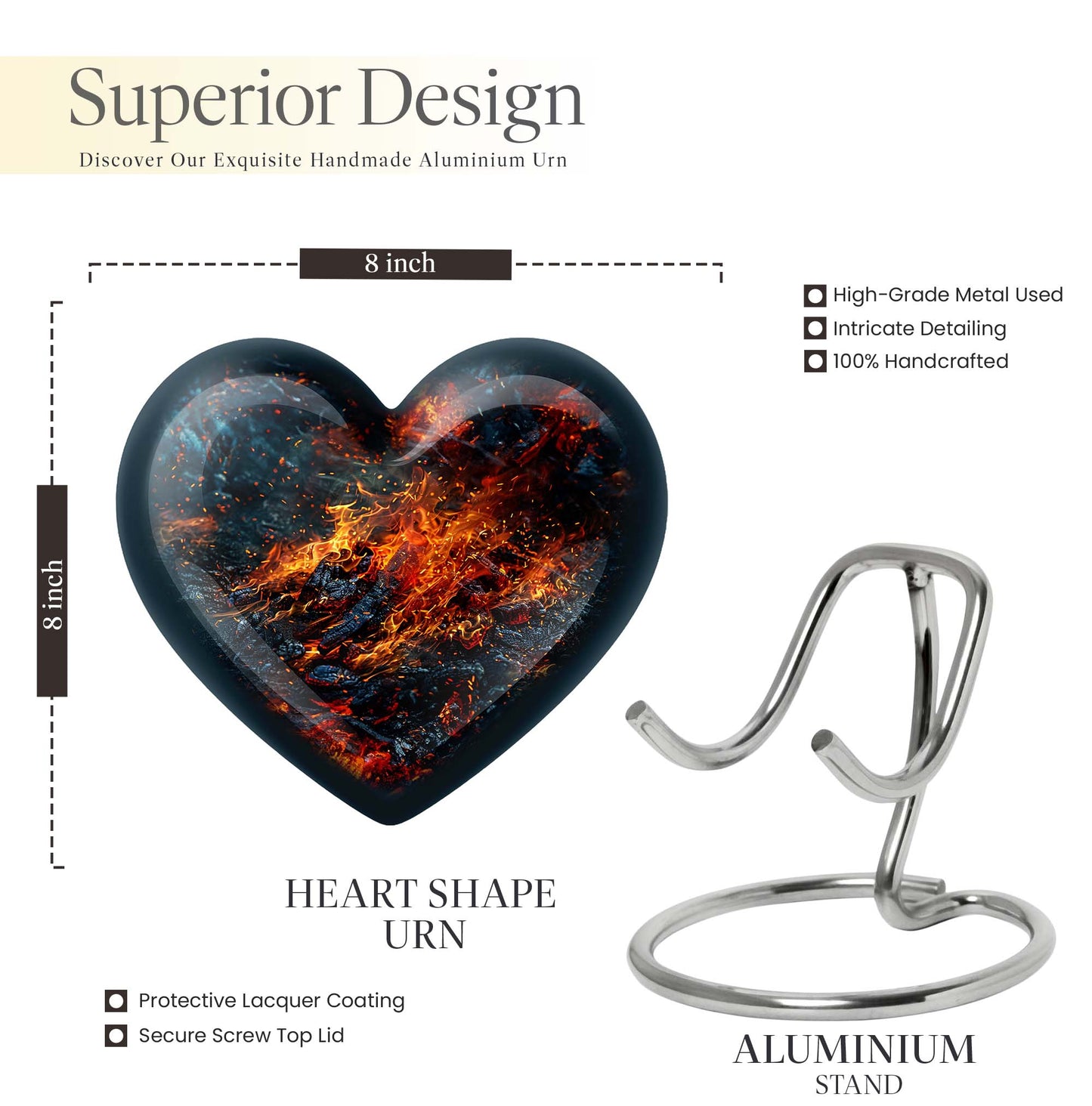 Abstract heart-shaped fire urn