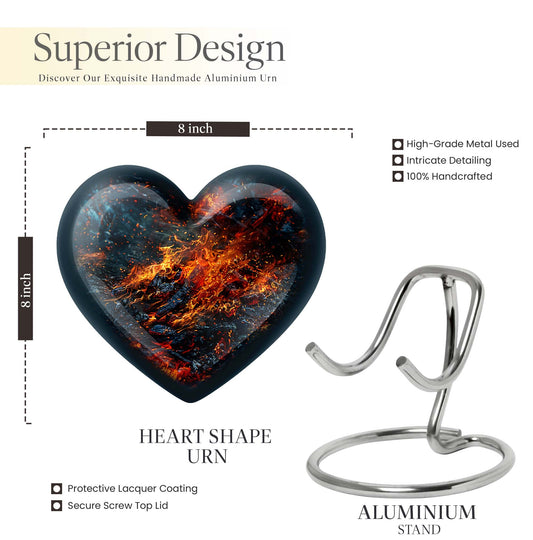 Abstract heart-shaped fire urn