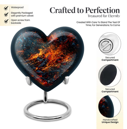 Abstract heart-shaped fire urn