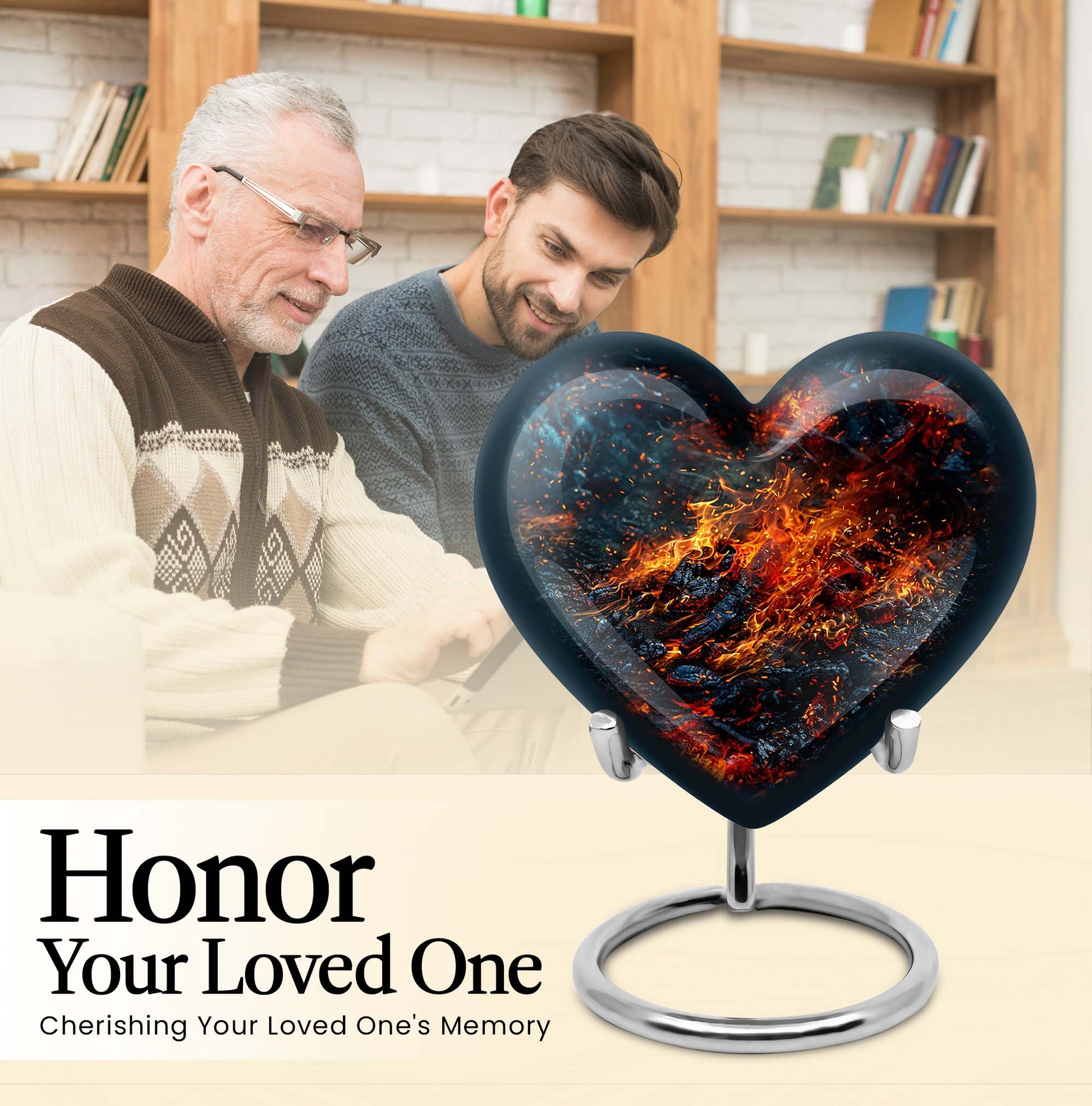 Abstract heart-shaped fire urn