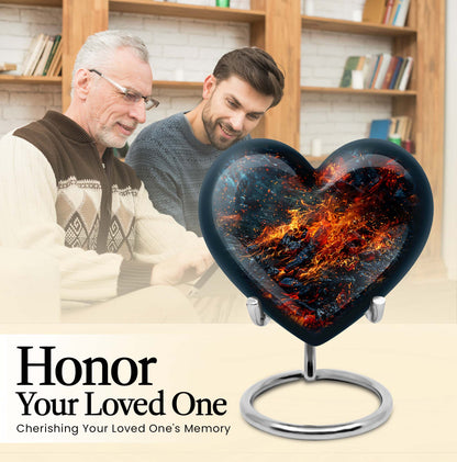 Abstract heart-shaped fire urn