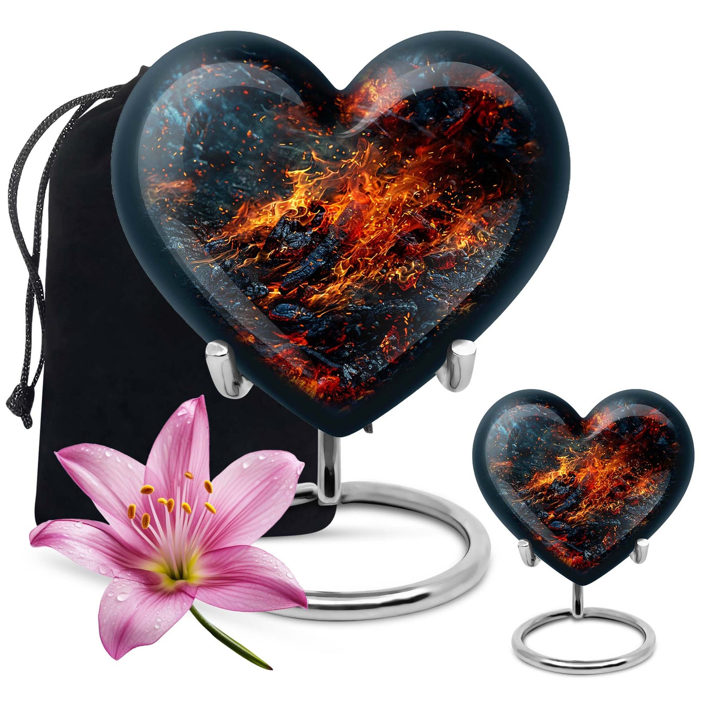 Abstract heart-shaped fire urn