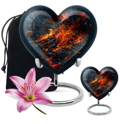 Abstract heart-shaped fire urn