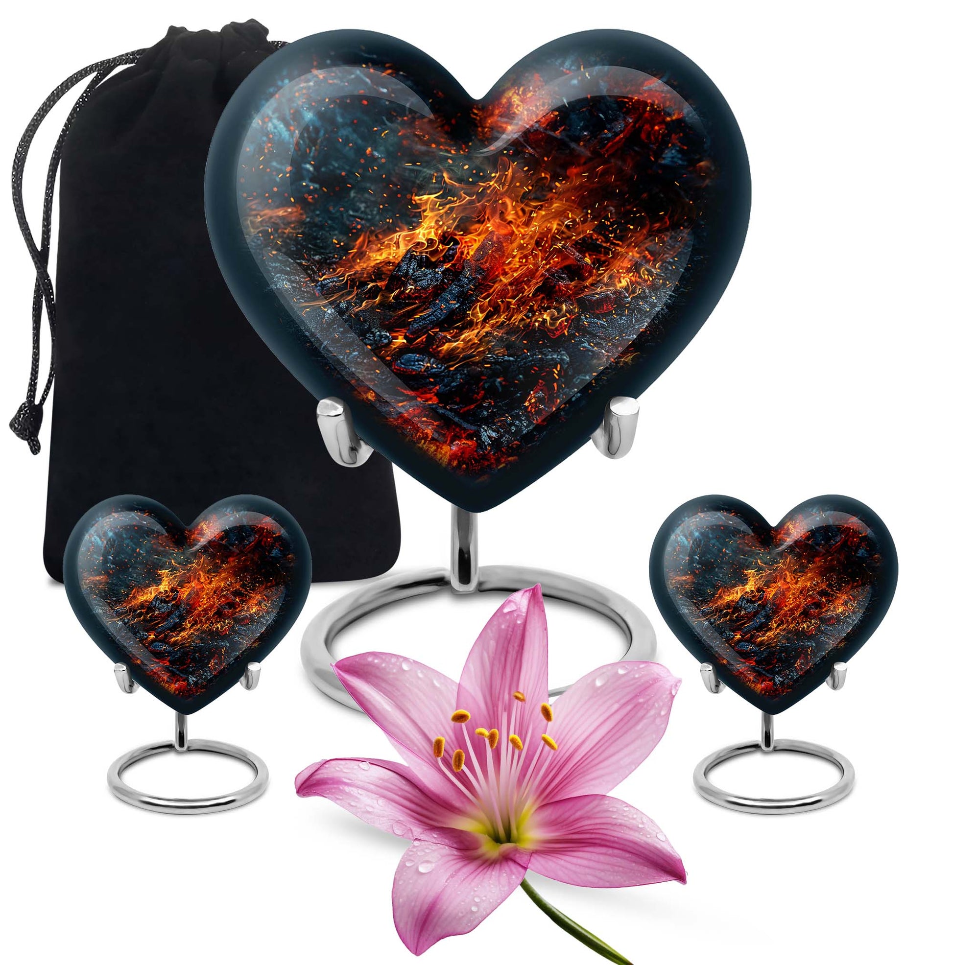 Abstract heart-shaped fire urn