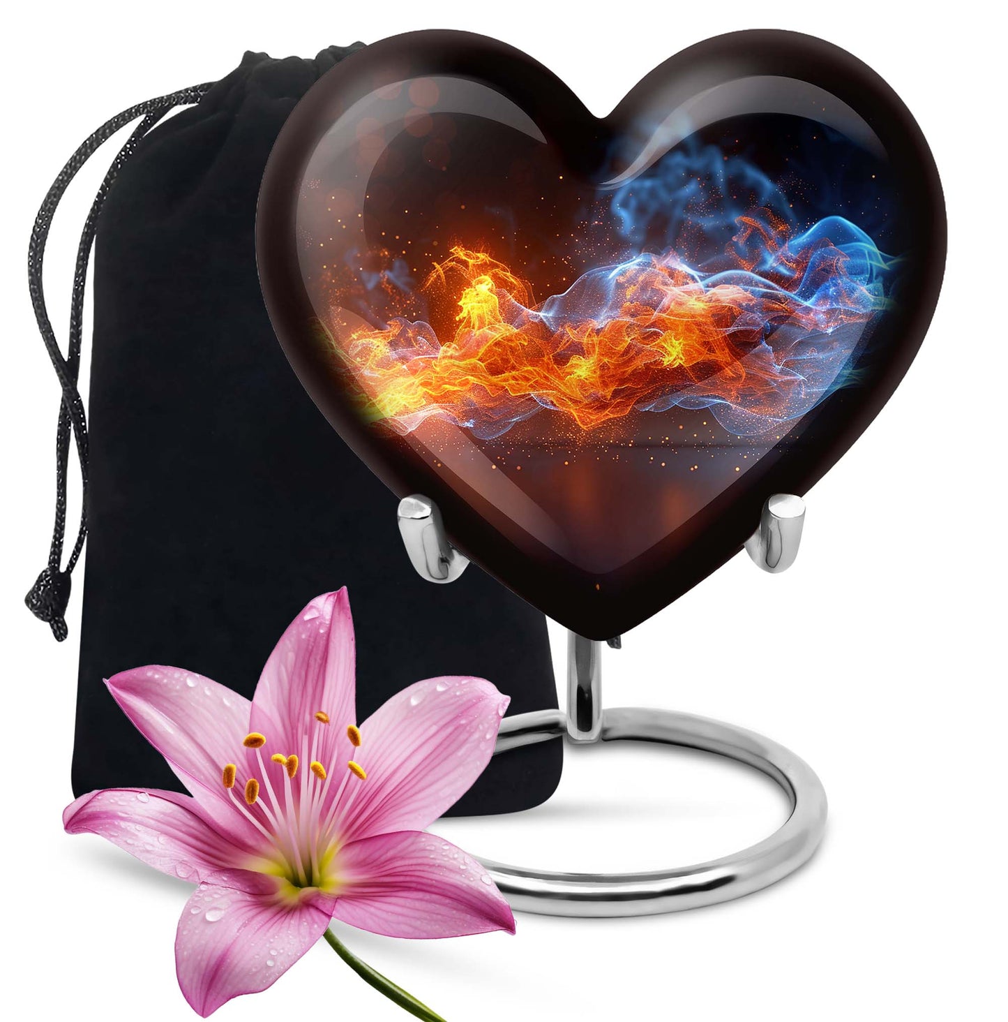 fire urn with heart design