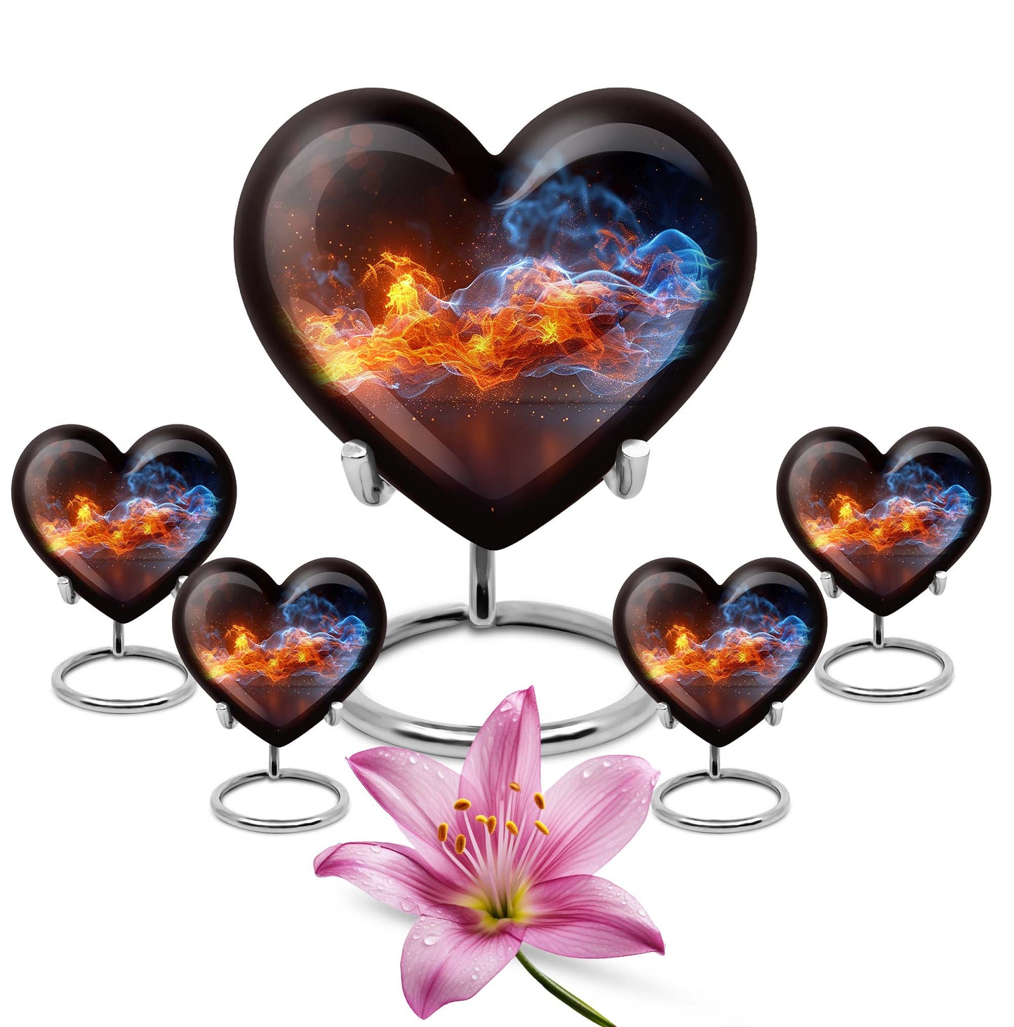 fire urn with heart design