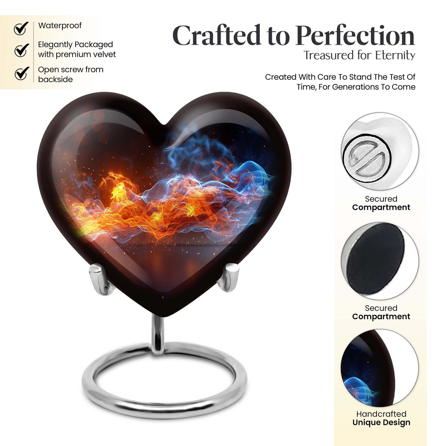 fire urn with heart design